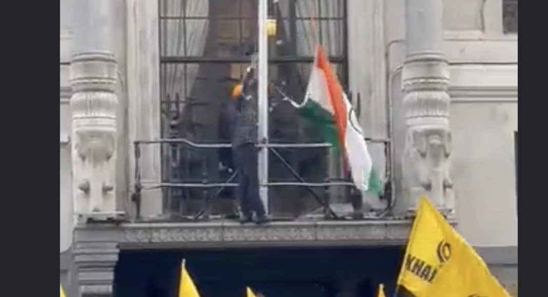 Indian High Commission vandalised by Khalistan extremists; Image Source: Screen Shot