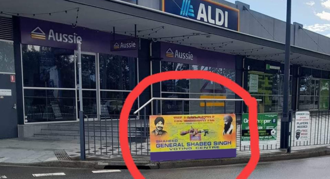 Khalistan propaganda material at shopping centre: Image Source: Supplied