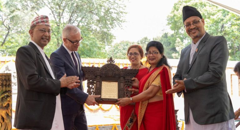 Australia returns to Nepal a 13th-century sacred wooden ‘tunala’ stolen from Hindu temple