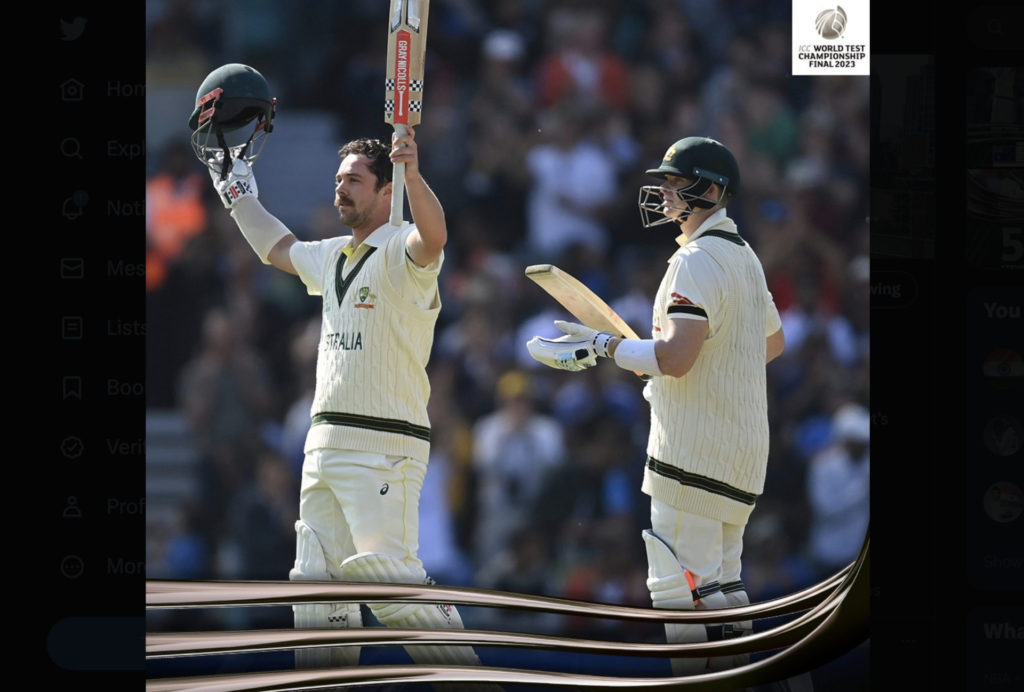 Steve Smith and Travis Head celebrating at #WTC; Image Souce: @ICC