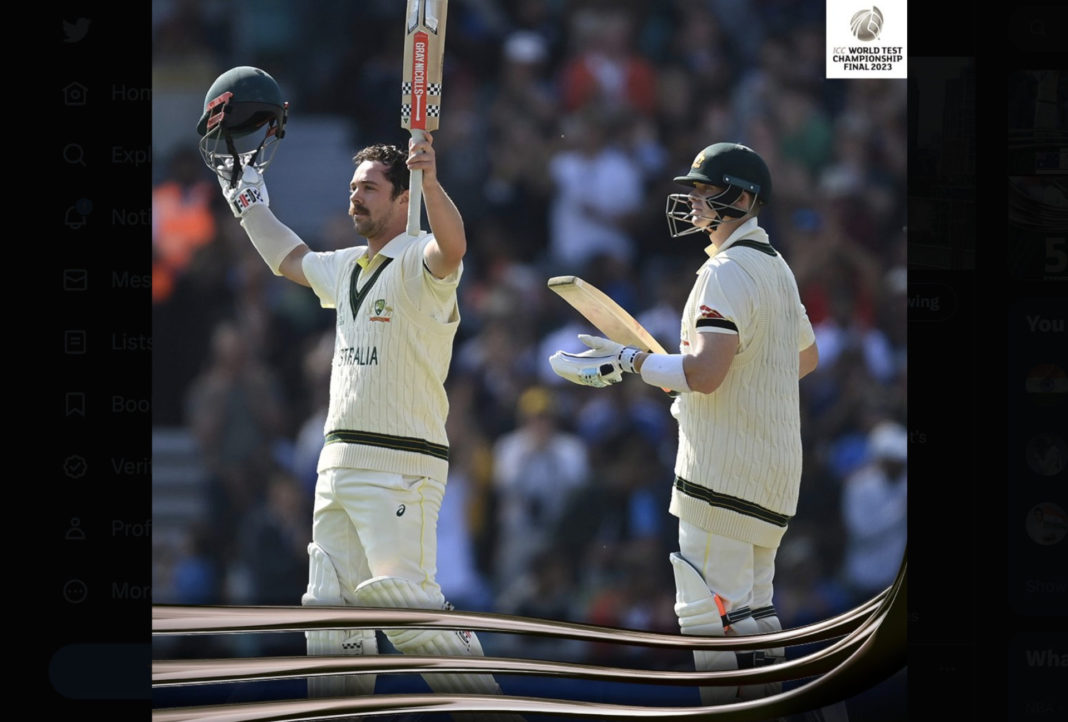 Steve Smith and Travis Head celebrating at #WTC; Image Souce: @ICC