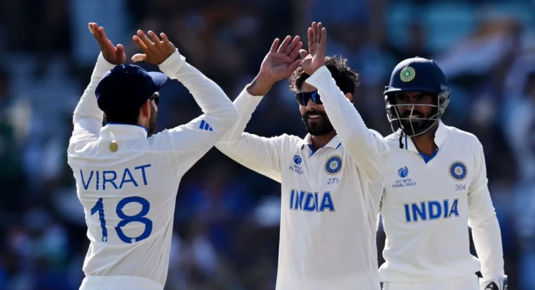 India celebrating smiths wicket; Image Source: @BCCI Twitter