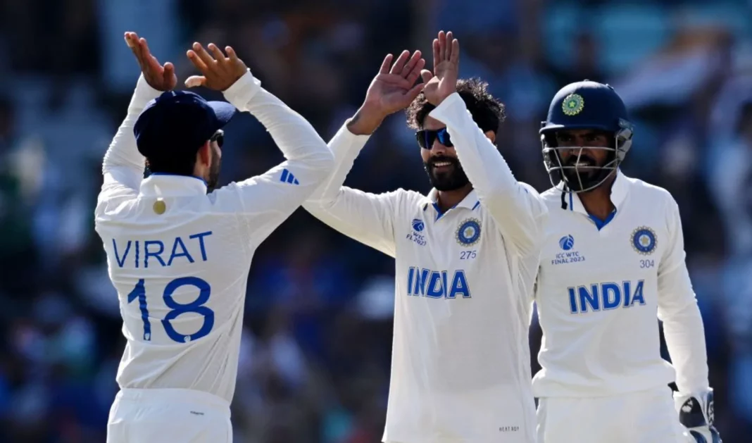 India celebrating smiths wicket; Image Source: @BCCI Twitter