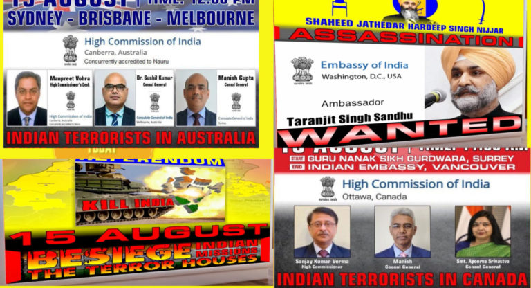 “Kill India”: Khalistan extremists again threaten top Indian diplomats in Australia, Canada and USA
