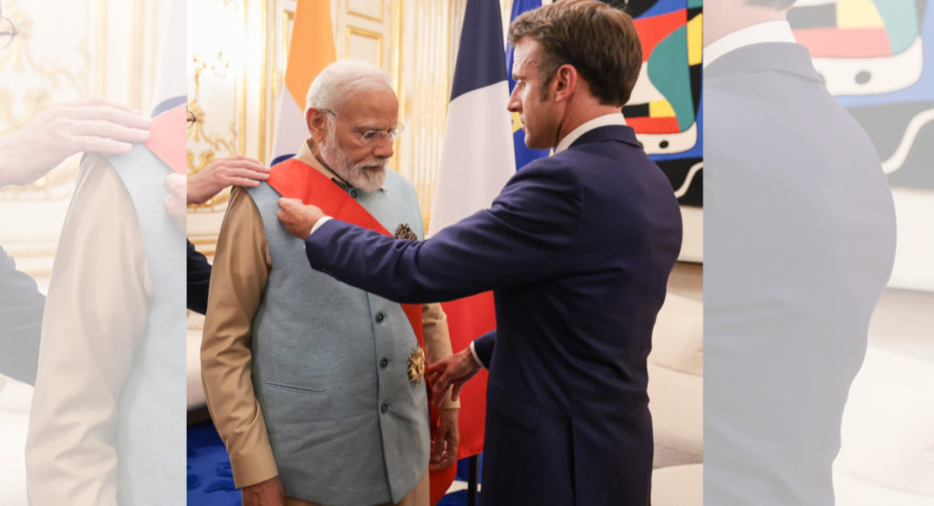 Indian PM Modi conferred with France's highest award; Image Source: @PIB
