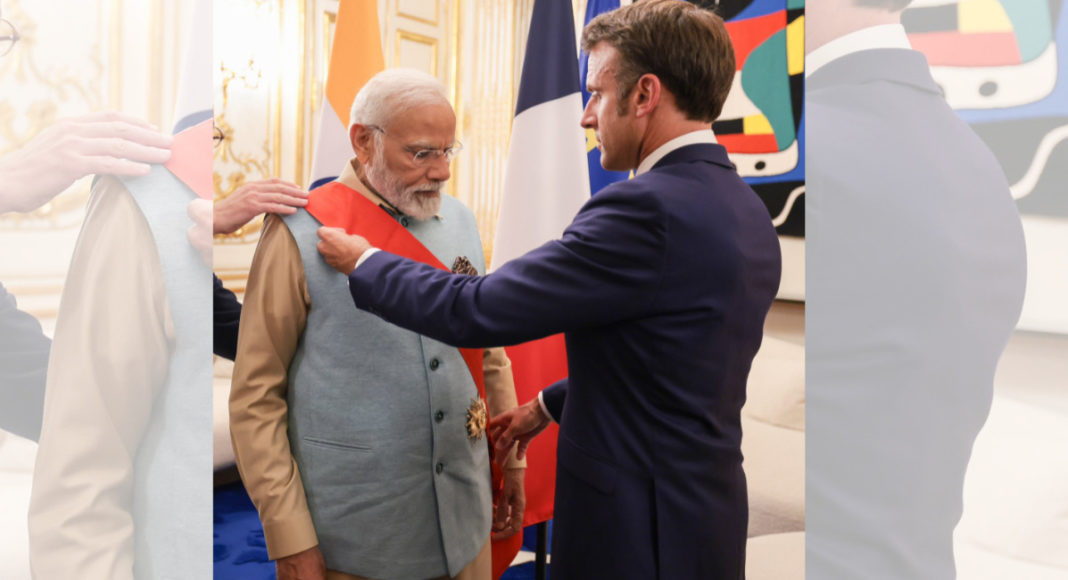 Indian PM Modi conferred with France's highest award; Image Source: @PIB