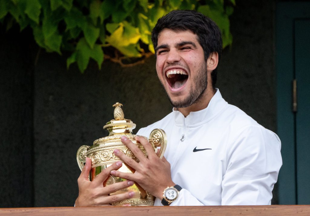 Carlos Alcaraz defeats Novak Djokovic in Wimbledon final; Image Source: Twitter @Wimbledon