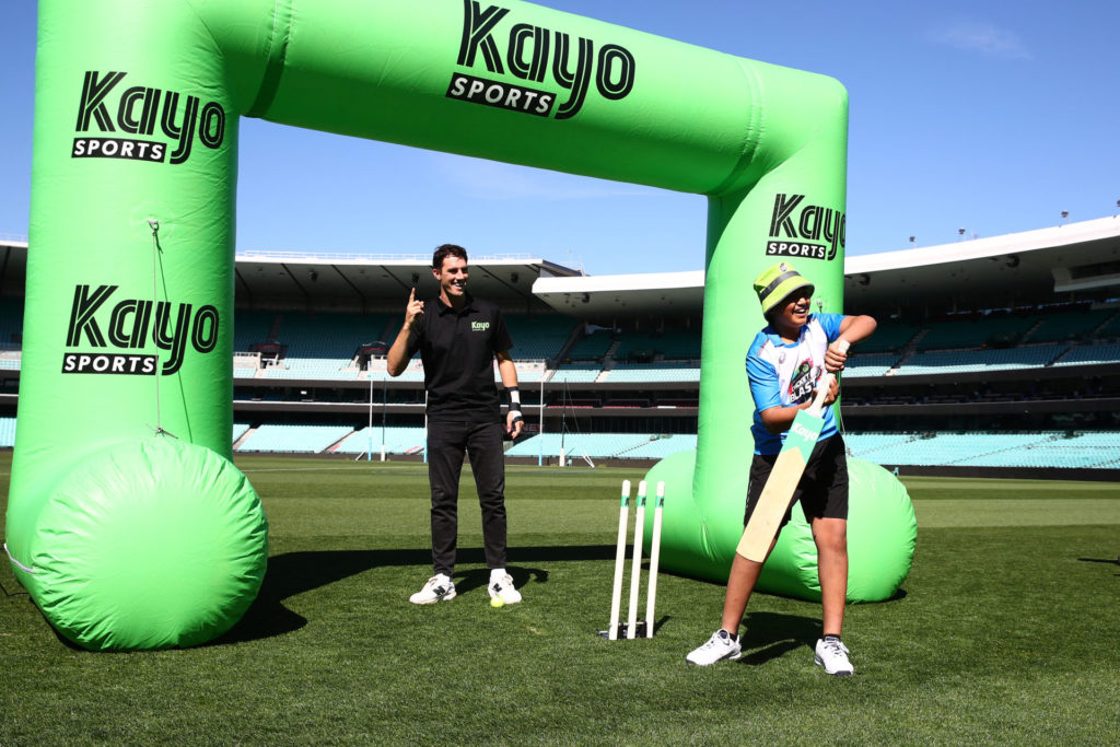 2023 Kayo World Cup Media Event Aarav Daddikar with Pat Cummins Photo Brett Costello 230821 22903 32