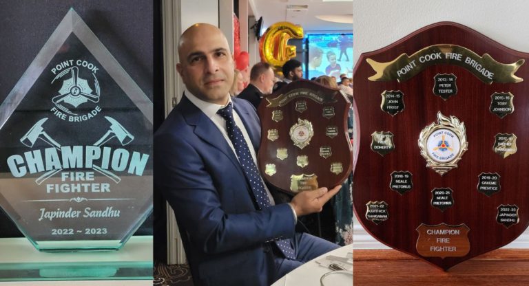 Japinder Sandhu recognised with Point Cook Fire Brigade Champion Firefighter Award