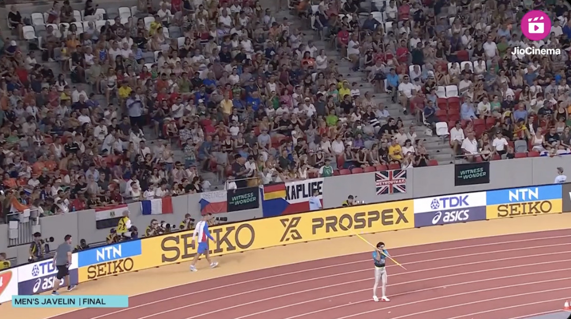 India's Neeraj Chopra wins gold medal in WAC; Image Source: Screent Shot Jio