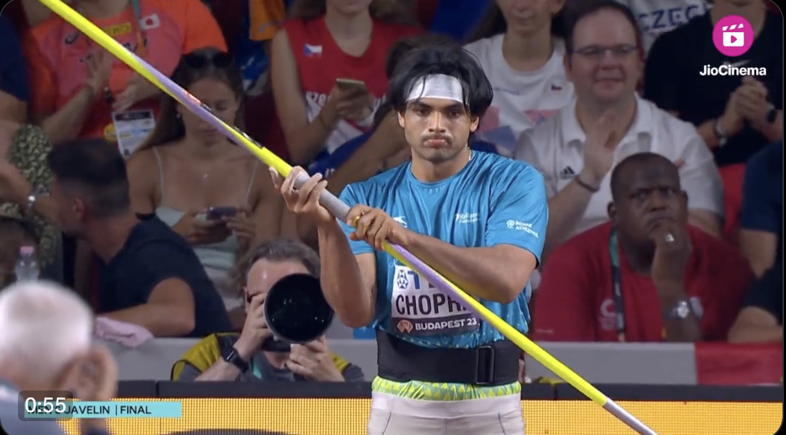 India's Neeraj Chopra wins gold medal in WAC; Image Source: Screent Shot Jio