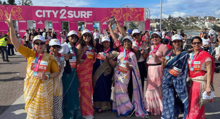 Indian-Australian women ran Sydney’s City2Surf marathon wearing sarees