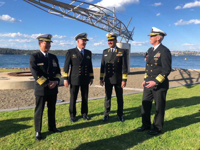 Maritime Self-Defense Force and Vice Admiral Karl Thomas, Commander Seventh Fleet, United States Navy in Sydney (Image: The Australia Today)
