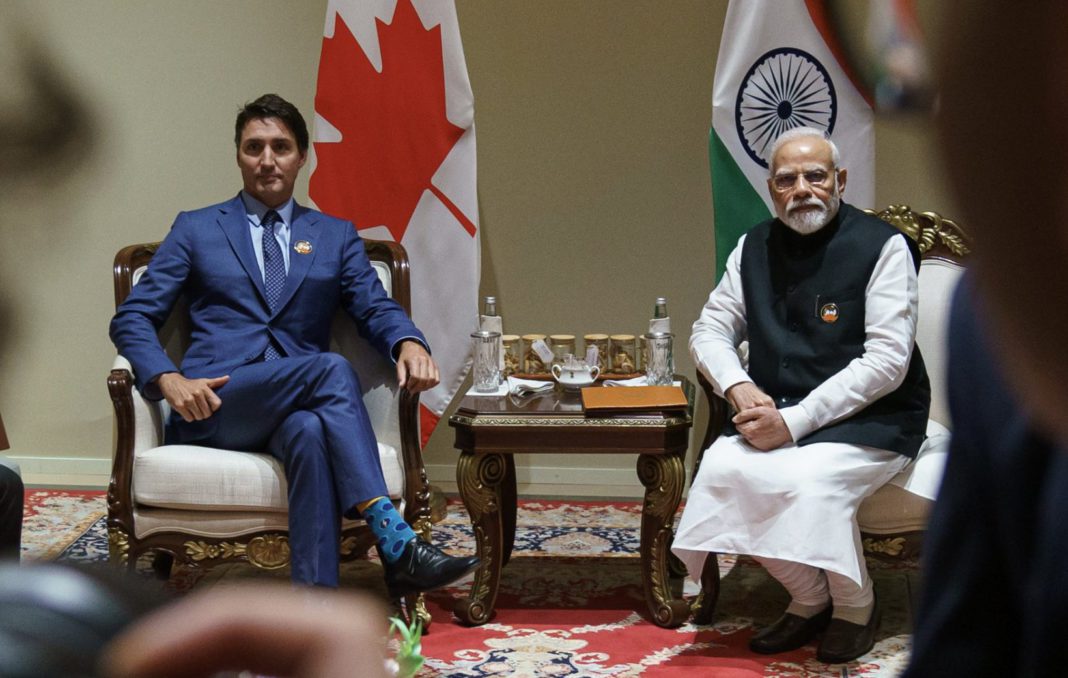 Indian PM Narendra Modi and Canadian PM Justin Trudeau at G20 New Delhi; Image Source- Twitter @justintrudeau