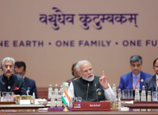 Indian PM Narendra Modi at G20 Summit on the subject of One Earth; Image Source; PIB
