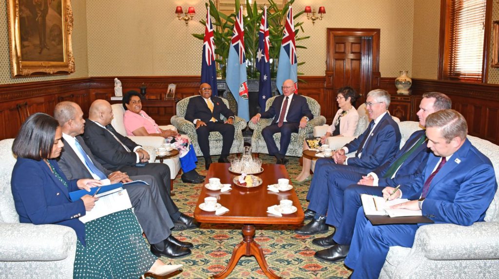 Prime Minister Sitiveni Rabuka and his delegation at the Admiralty House on 16th October 2023. Photo: Fiji Government
