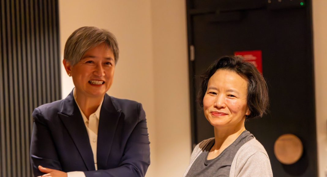 Foreign Minister Penny Wong and Journalist Cheng Lei after her release by China; Image Source; DFAT release