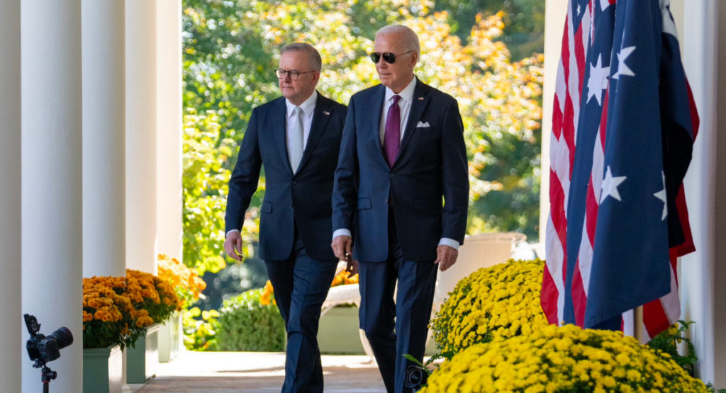 Albanese and Biden discuss advancing free, open Indo-Pacific, solidarity for Israel 1 PM Anthony Albanese and US President Joe Biden; Image Source; XTwitter @Albo