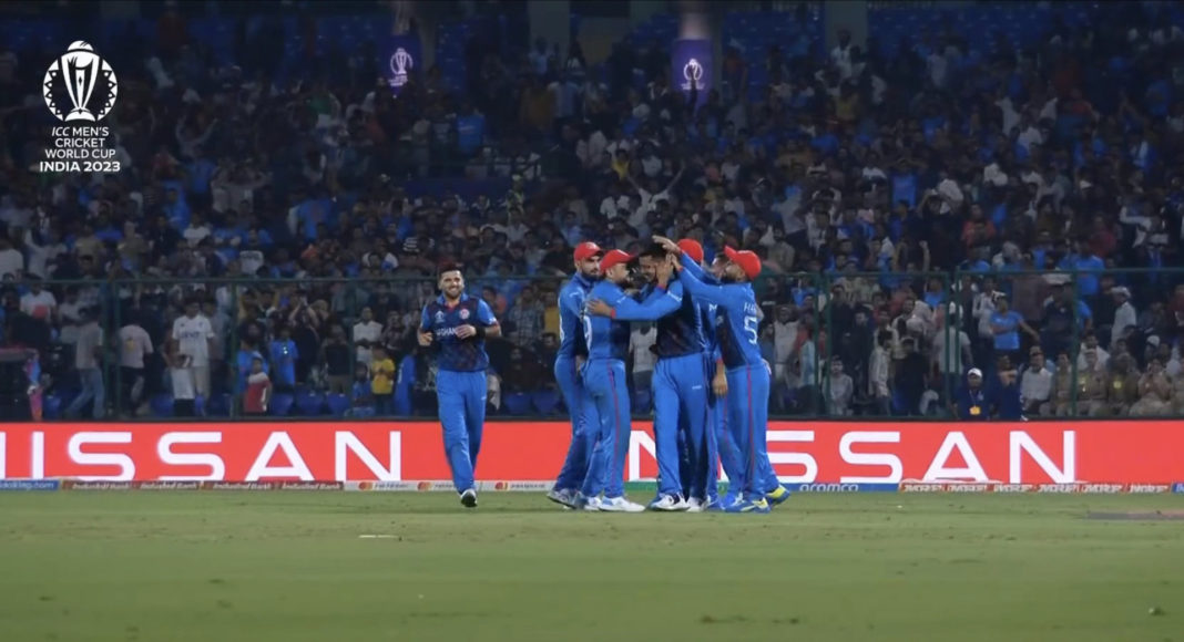 Afghanistan beat defending champions England in CWC 2023; Image Source: Screen Shot @ICC Video Afghanistan beat defending champions England in CWC 2023; Image Source: Screen Shot @ICC Video