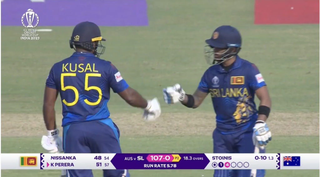 Australia win against Sri Lanka in ICC World Cup 2023; Image Source: Screen Shot @ICC Video