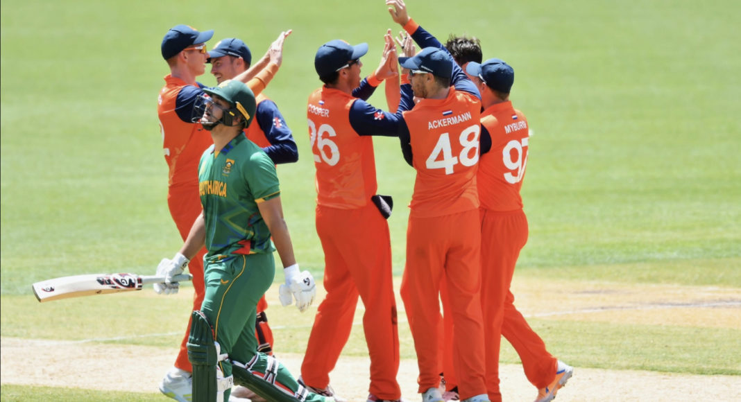 Netherlands stun South Africa at ICC World Cup 2023; Image Source: Twitter/X @ICC Netherlands stun South Africa at ICC World Cup 2023; Image Source: Twitter/X @ICC