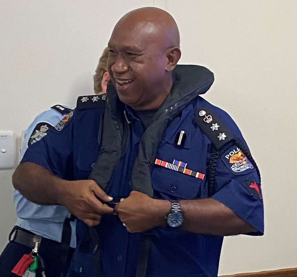 AACP Tasion tries on a Crewsaver Lifejacket 19