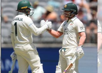 David Warner and Usman Khawaja at Perth Test; Image Source: Cricket Australia