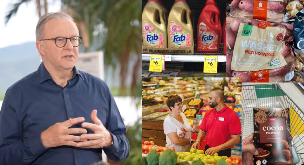 PM Anthony Albanese, Coles and Woolies; Image Source: The Australia Today