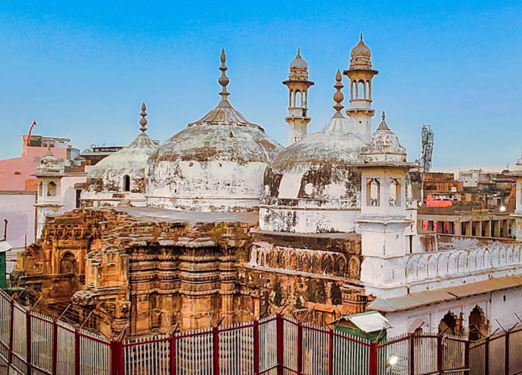 Gyanvapi mosque and destroyed temple walls 1
