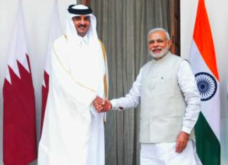 Indian PM Narendra Modi and Qatar Emir of Qatar Sheikh Tamim bin Hamad Al Thani; Image Source- @PMO XTwitter