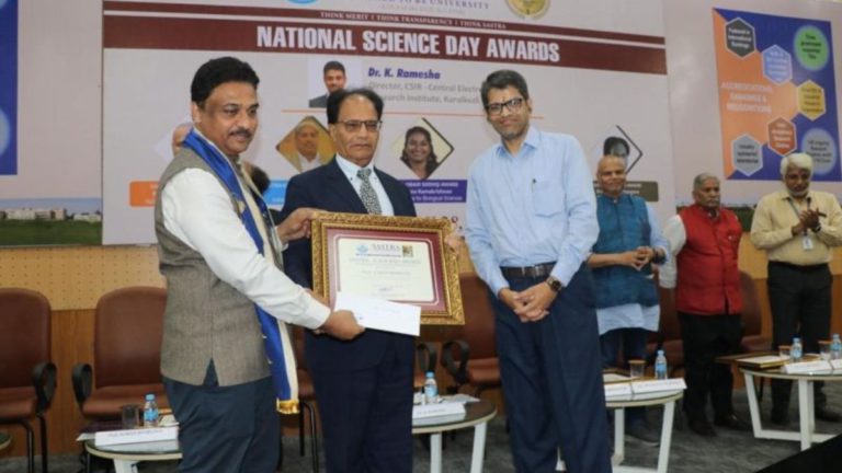 Prof. Suresh Bhargava awarded SASTRA-CNR Rao Award