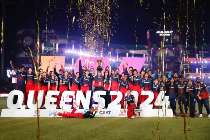 TATA WPL: Royal Challengers Bangalore being crowned as Champions-Queens; Image Source; x:Twitter @WPLt20