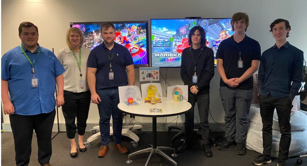 Image: Group photo with Martina at NAW Mariokart challenge (Source: AFP)