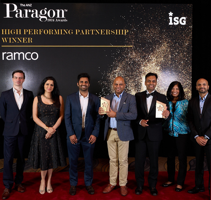 Team Ramco receiving the ‘High Performing Partnership Award at the 2024 ISG Paragon Awards™ ANZ in Sydney 2