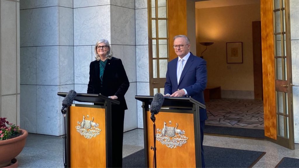 Australias next Governor General Samantha Mostyn AO and PM Anthony Albanese Image Source XTwitter @JamesCarternews 1