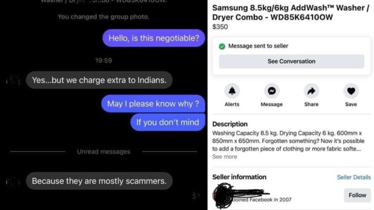 “We charge extra to Indians…because they are mostly scammers”: Outrage as Facebook marketplace seller makes racist remark