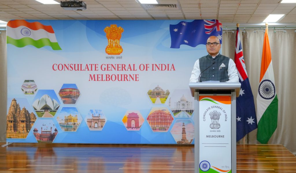 Dr Sushil Kumar, Indian Consul General, Melbourne hosted Indian Contingent in ANZAC Parade 2024; Image Source: The Australia Today