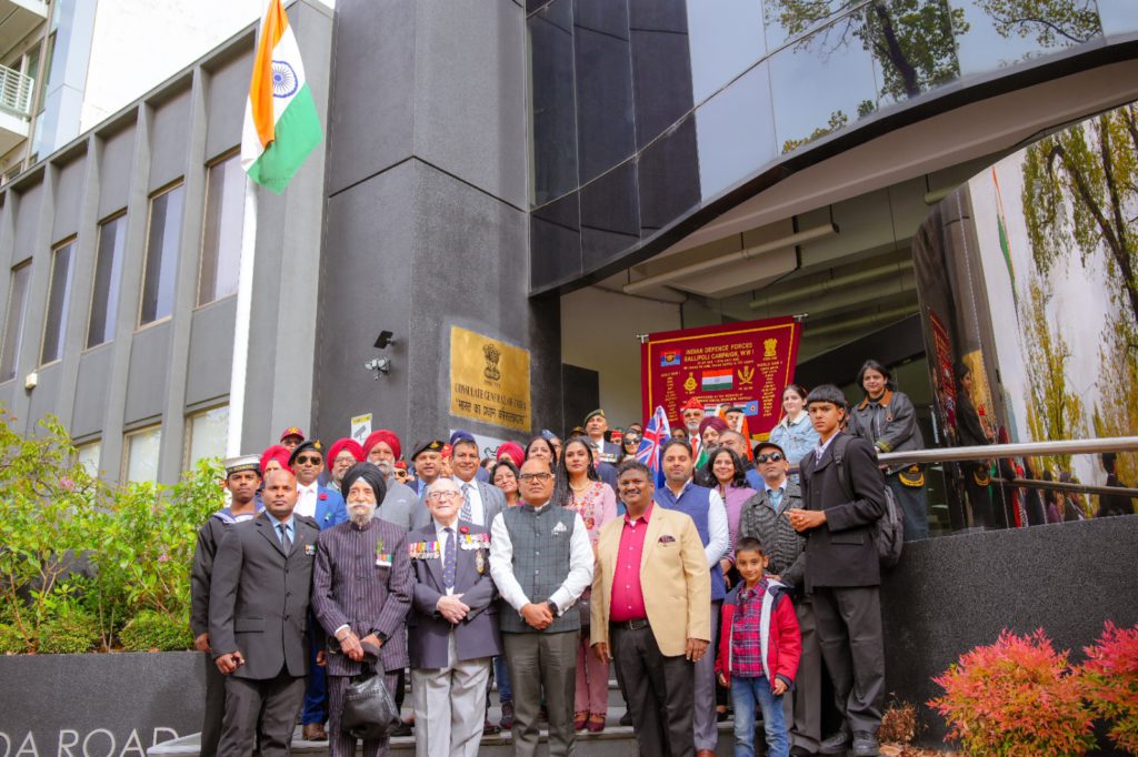 Indian Contingent in ANZAC Parade 2024, hosted at Indian Consulate Melbourne; Image Source: The Australia Today