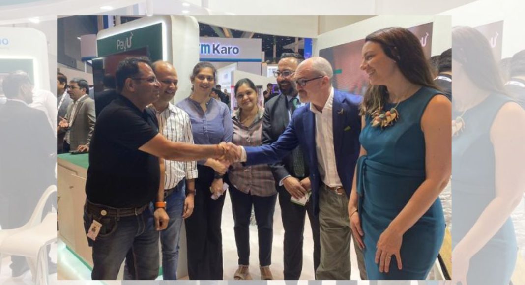 Image: FootprintLab founders Dr Tim Baynes and Janet Salem with their partner PayU in India (Source: FootprintLab)