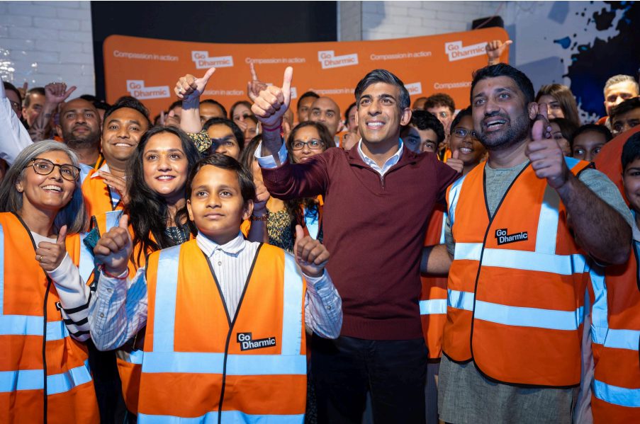 BRITISH PM RISHI SUNAK VOLUNTEERS WITH GO DHARMIC; Image Source: Supplied