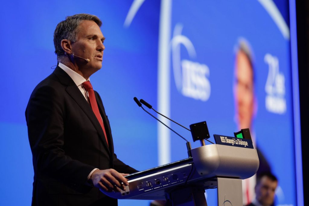 Deputy PM Richard Marles at Shangri-La Dialogue in Singapore: Image Source; X @RichardMarlesMP