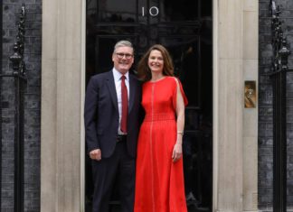 UK Prime Minister, Keir Starmerb with his wife at 10 Downing Street; Image Source: X/Twitter @Keir_Starmerb