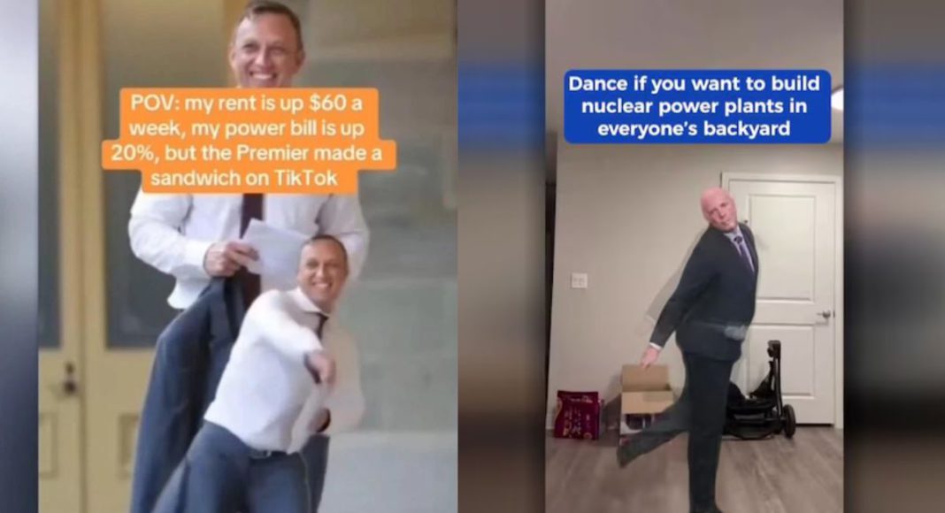 Image: AI generated videos of Queensland Premier Steven Miles and Federal Opposition leader Peter Dutton (Source: TikTok video screenshots)