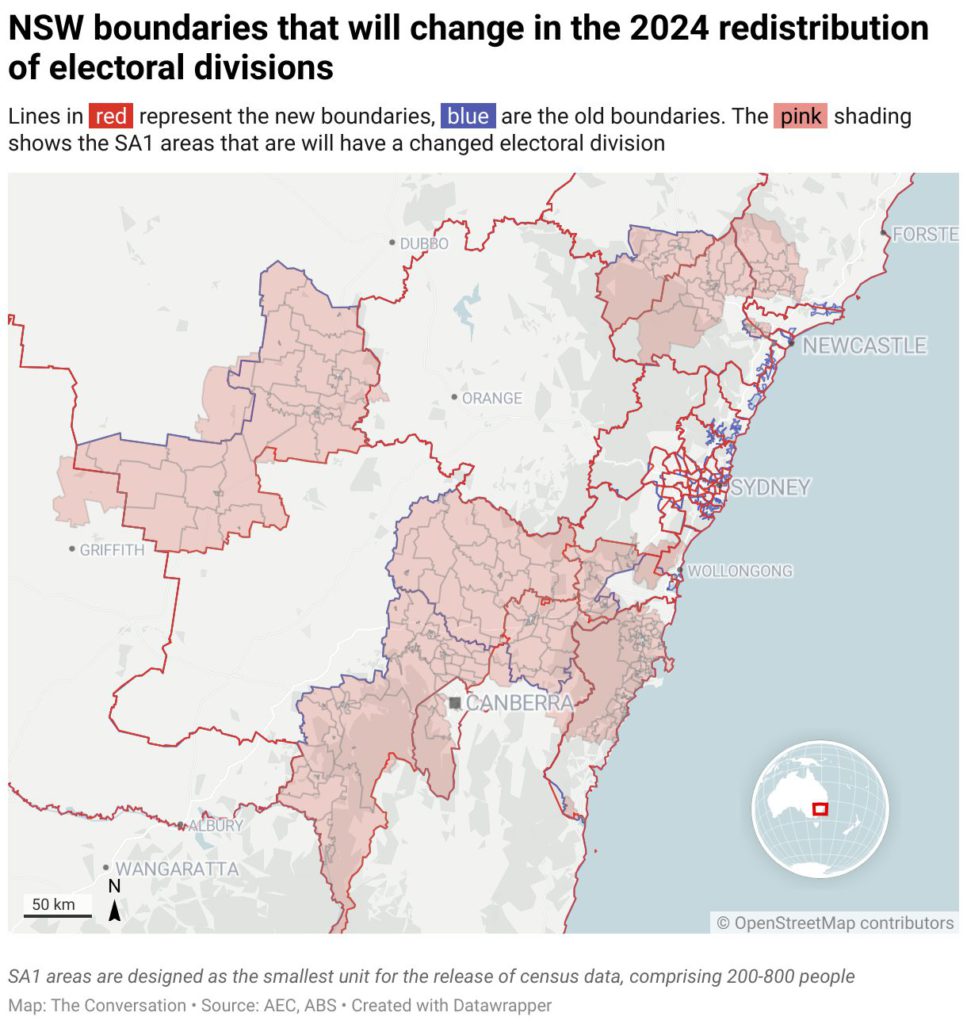 nsw boundaries that will change in the 2024 redistribution of electoral divisions 1 1