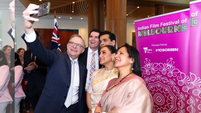 IFFM 2024: Celebrating Indian Cinema  Rani Mukerji Unveils ‘Yash Chopra Commemorative Stamp’ at Australian Parliament