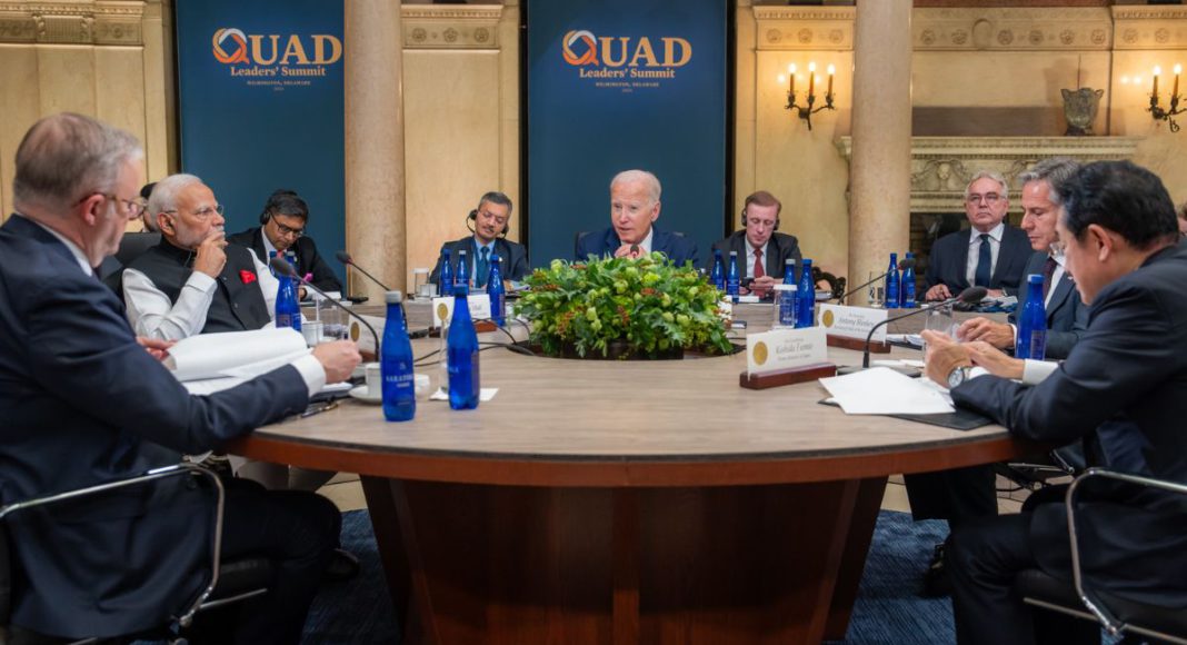 Image: Australian Prime Minister Anthony Albanese, US President Joe Biden, Japanese Prime Minister Fumio Kishida, and Indian Prime Minister Narendra Modi at QUAD 2024 (Source: X)