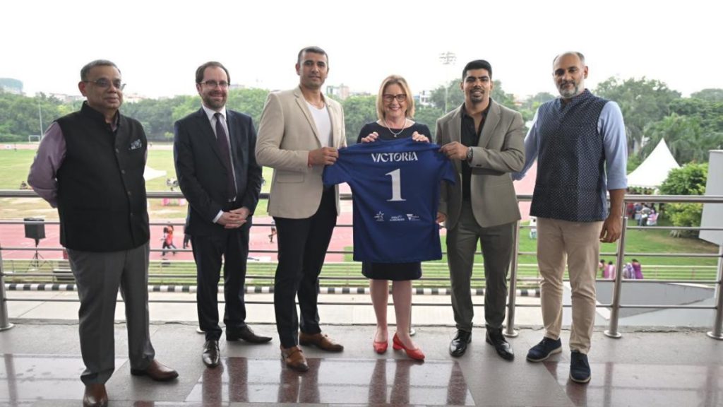 Premier Jacinta Allan at announcement about the Pro Kabaddi League (PKL): Image Source; Supplied