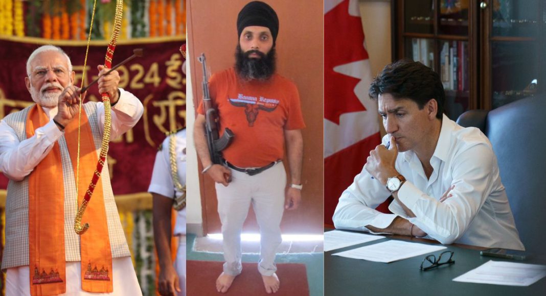 Image: Canadaian PM Justin Trudeau, Khlaistani Nijjar and iNDIAN pm Narendra Modi (Source: X)