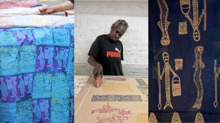 Aboriginal Australian art brought to life through Indian textile traditions