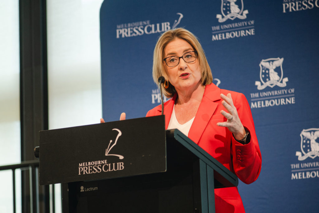 Premier Jacinta Allan at Melbourne Press Club event; Image Source: Emily Kulich/MPC